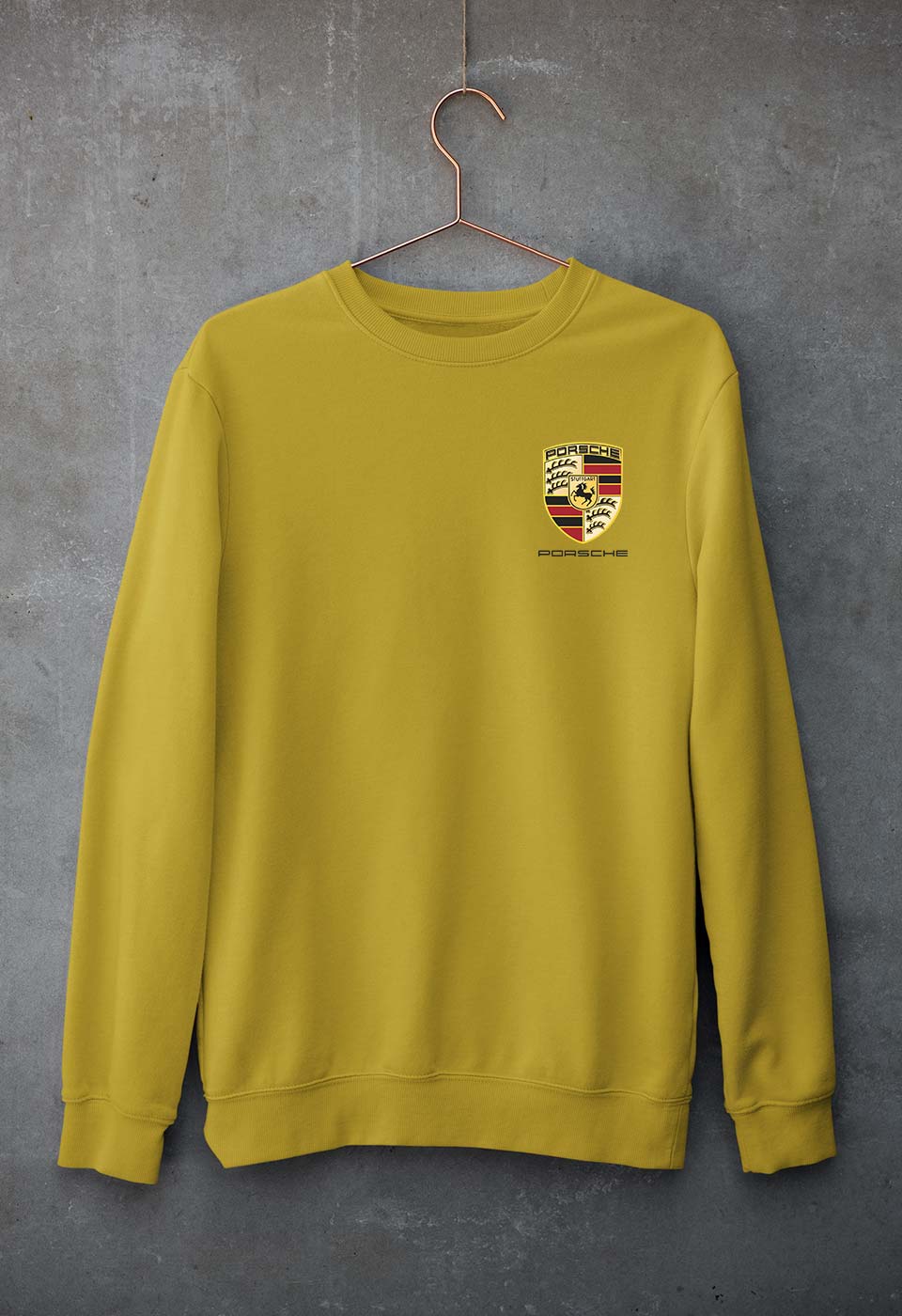 Porsche Pocket Logo Unisex Sweatshirt for Men/Women-S(40 Inches)-Mustard Yellow-Ektarfa.online