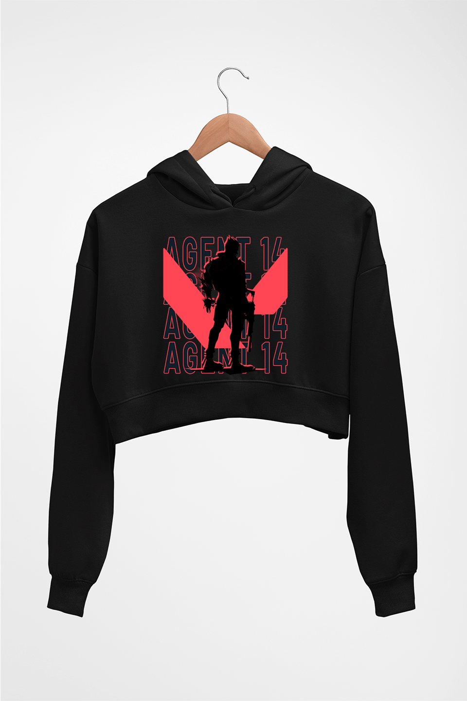 Valorant Crop HOODIE FOR WOMEN-Black-Ektarfa.online