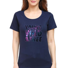 Load image into Gallery viewer, Young Wild Free T-Shirt for Women-Navy Blue-Ektarfa.online
