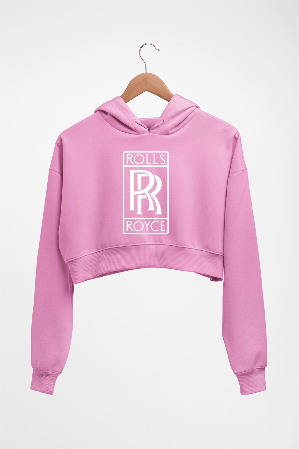 Rolls Royce Crop HOODIE FOR WOMEN-Light Baby Pink-Ektarfa.online
