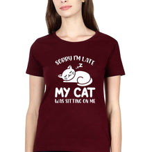 Load image into Gallery viewer, Cat T-Shirt for Women-Maroon-Ektarfa.online
