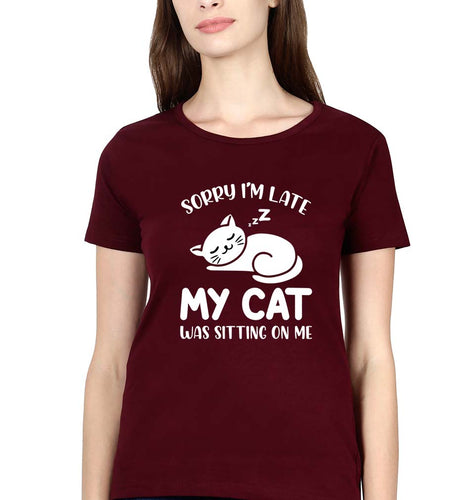 Cat T-Shirt for Women-Maroon-Ektarfa.online