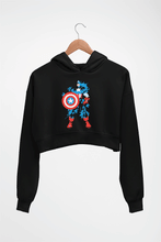 Load image into Gallery viewer, Captain America Superhero Crop HOODIE FOR WOMEN-Black-Ektarfa.online
