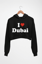 Load image into Gallery viewer, I Love Dubai Crop HOODIE FOR WOMEN-Black-Ektarfa.online
