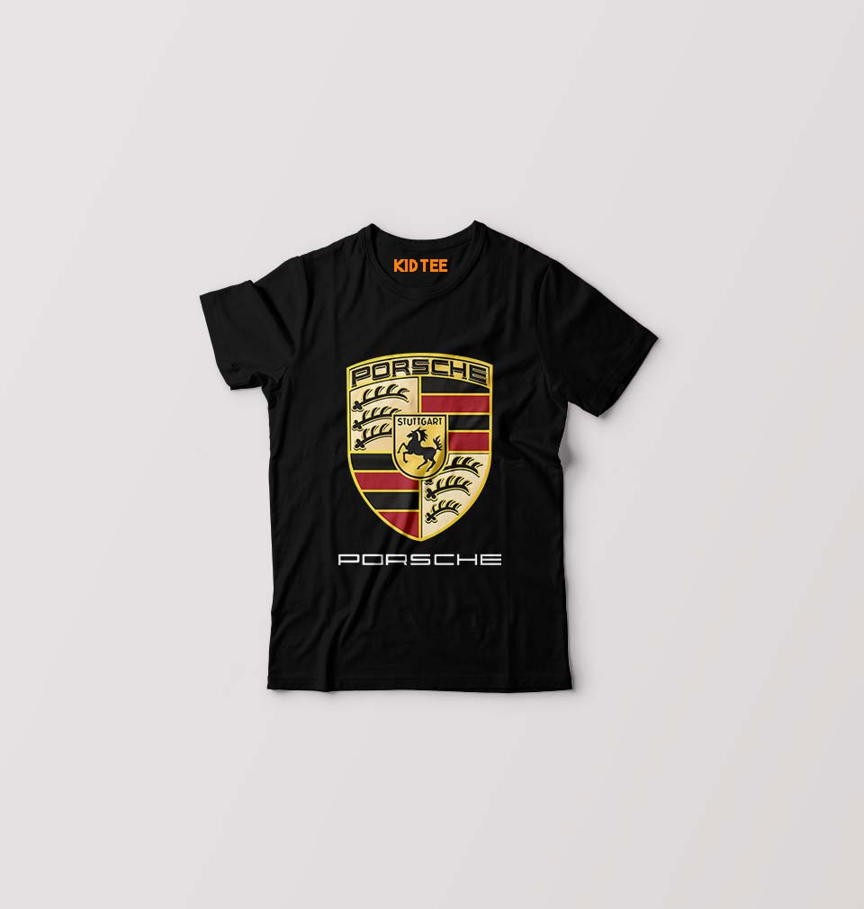 Porsche Logo Kids T-Shirt for Boy/Girl-Black-Ektarfa.online