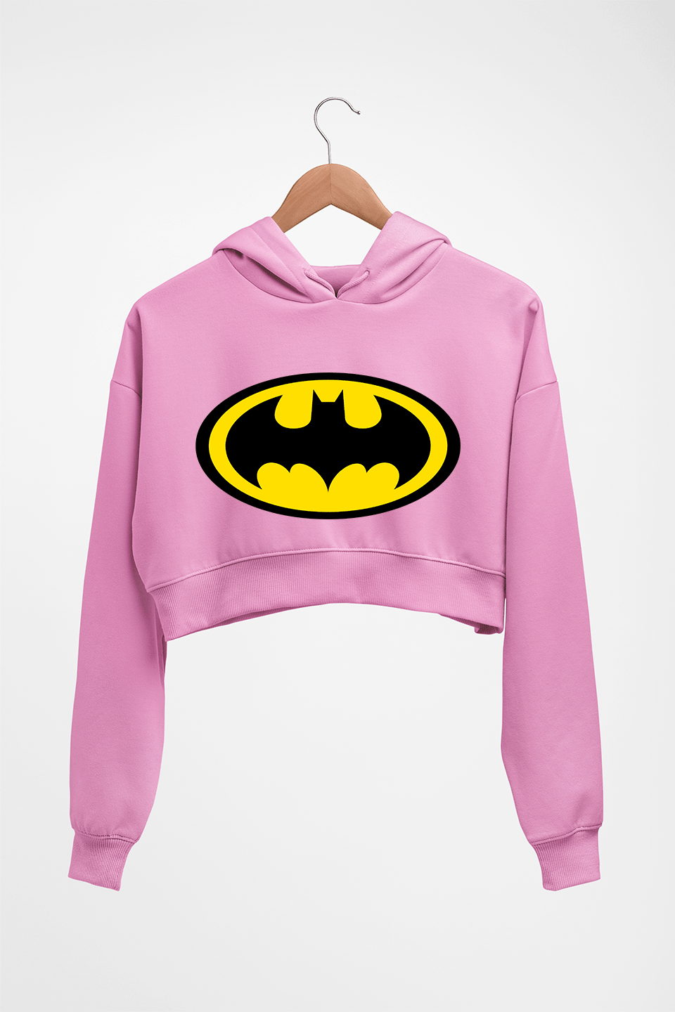 Batman Crop HOODIE FOR WOMEN-Light Baby Pink-Ektarfa.online