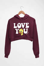 Load image into Gallery viewer, Domrebel Duck Crop HOODIE FOR WOMEN-Maroon-Ektarfa.online
