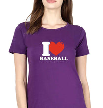 Load image into Gallery viewer, I Love Baseball T-Shirt for Women-Purple-Ektarfa.online
