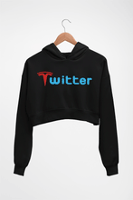 Load image into Gallery viewer, Elon Musk Twitter x Tesla Crop HOODIE FOR WOMEN-Black-Ektarfa.online
