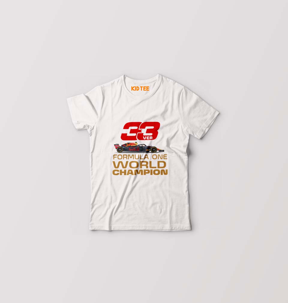 Max Verstappen F1 World Championship Kids T-Shirt for Boy/Girl-White-Ektarfa.online