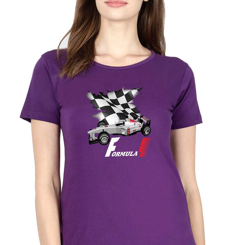 Formula 1(F1) T-Shirt for Women-XS(32 Inches)-Purple-Ektarfa.online