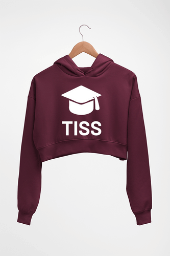 Tata Institute of Social Sciences (TISS) Crop HOODIE FOR WOMEN-Maroon-Ektarfa.online