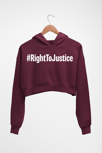 Right to Justice Crop HOODIE FOR WOMEN-Maroon-Ektarfa.online