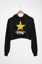 Load image into Gallery viewer, Carrom Star Crop HOODIE FOR WOMEN-Black-Ektarfa.online
