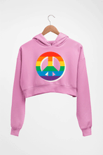 Load image into Gallery viewer, Peace Pride Crop HOODIE FOR WOMEN-Light Baby Pink-Ektarfa.online
