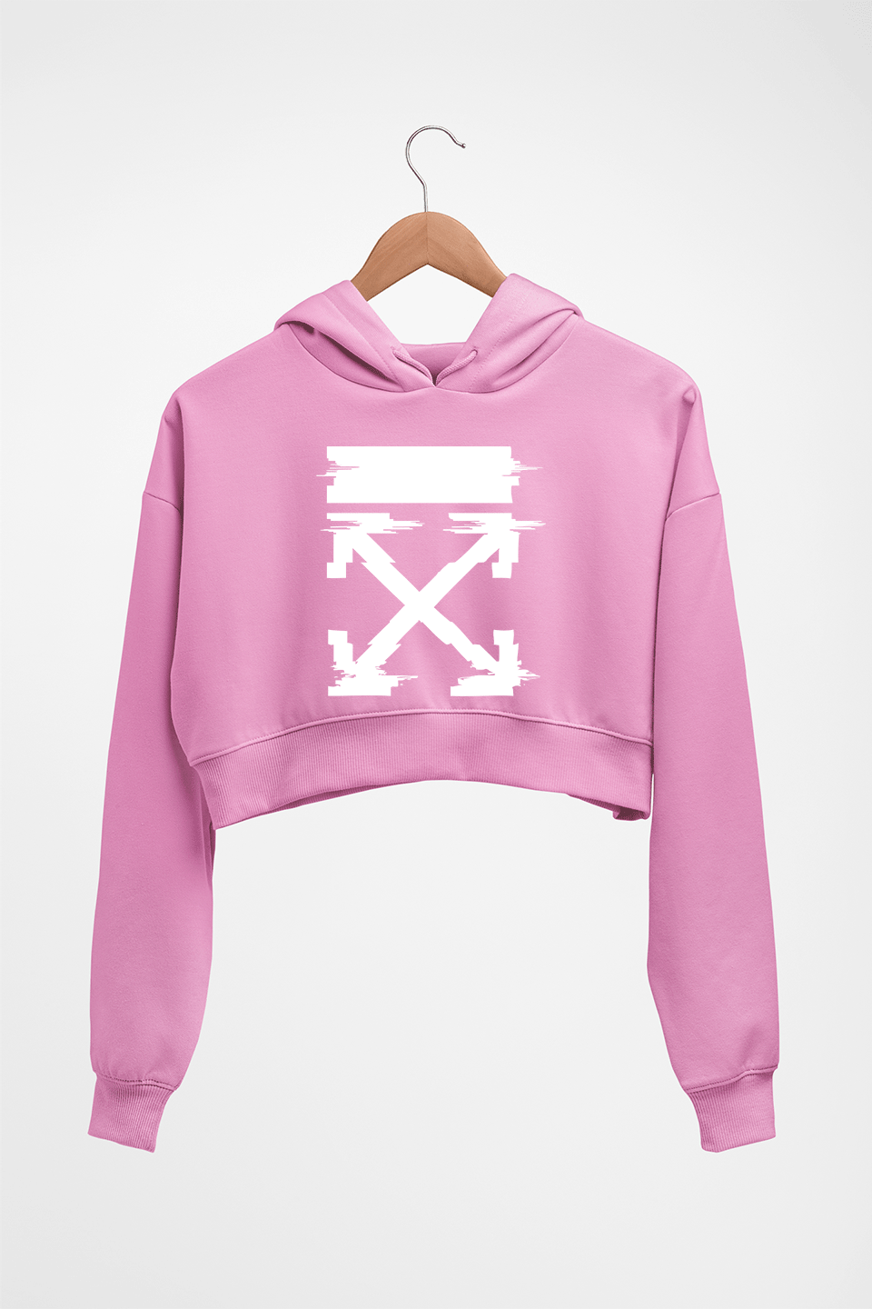 Off White Tee Crop HOODIE FOR WOMEN-Light Baby Pink-Ektarfa.online