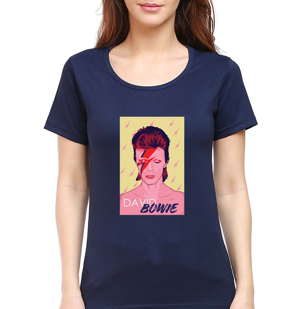 David Bowie T-Shirt for Women-Navy Blue-Ektarfa.online