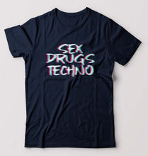 Load image into Gallery viewer, Sex Drugs Techno T-Shirt for Men-Navy Blue-Ektarfa.online
