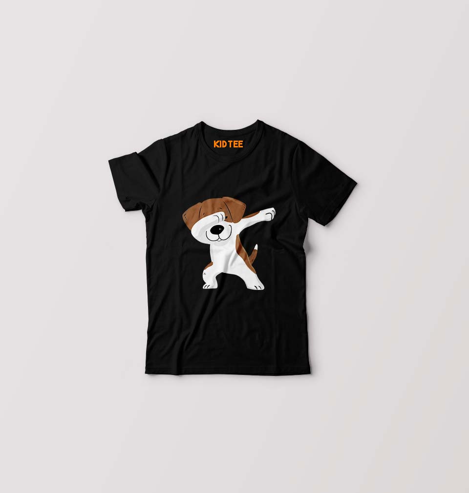 Dab Dog Kids T-Shirt for Boy/Girl-Black-Ektarfa.online