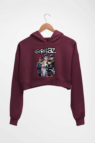 Gorillaz Crop HOODIE FOR WOMEN-Maroon-Ektarfa.online