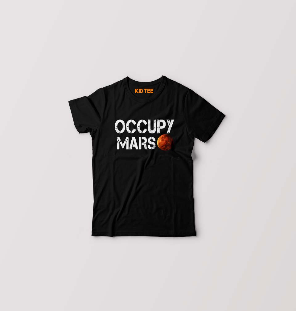 Occupy Mars Elon Musk Kids T-Shirt for Boy/Girl-Black-Ektarfa.online