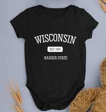 Load image into Gallery viewer, Varsity Wisconsin Kids Romper For Baby Boy/Girl-Black-Ektarfa.online
