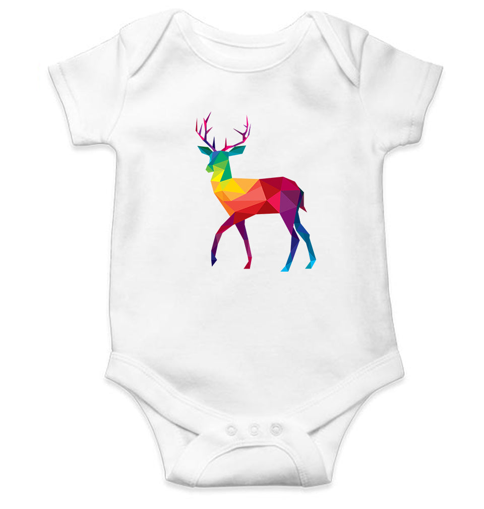 POLYGONAL_DEER Kids Romper For Baby Boy/Girl-0-5 Months(18 Inches)-White-Ektarfa.online