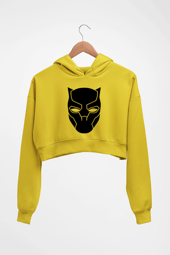 Black Panther Superhero Crop HOODIE FOR WOMEN-Mustard Yellow-Ektarfa.online