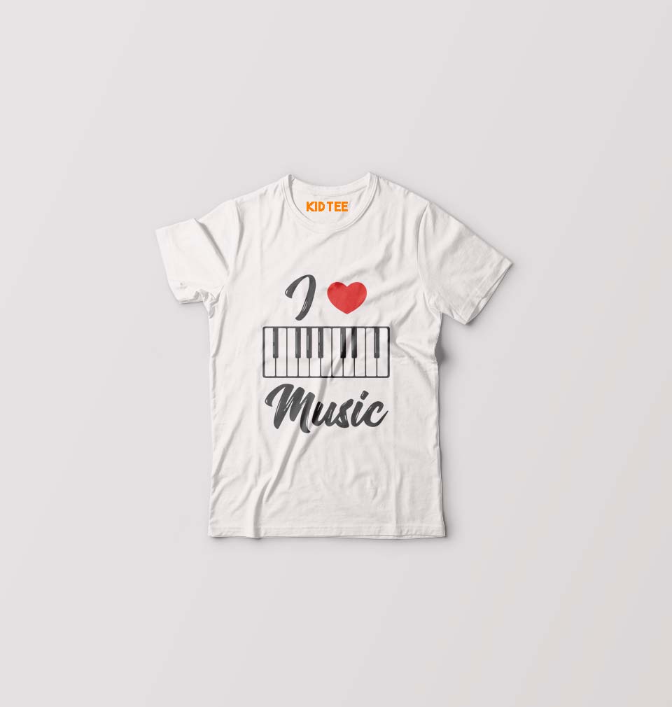 Love Music Piano Kids T-Shirt for Boy/Girl-White-Ektarfa.online