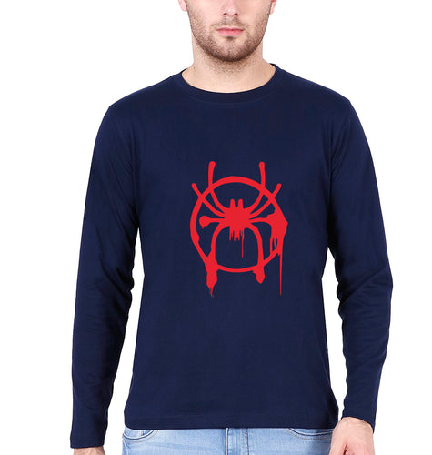 Spiderman Superhero Full Sleeves T-Shirt for Men-Navy Blue-Ektarfa.online