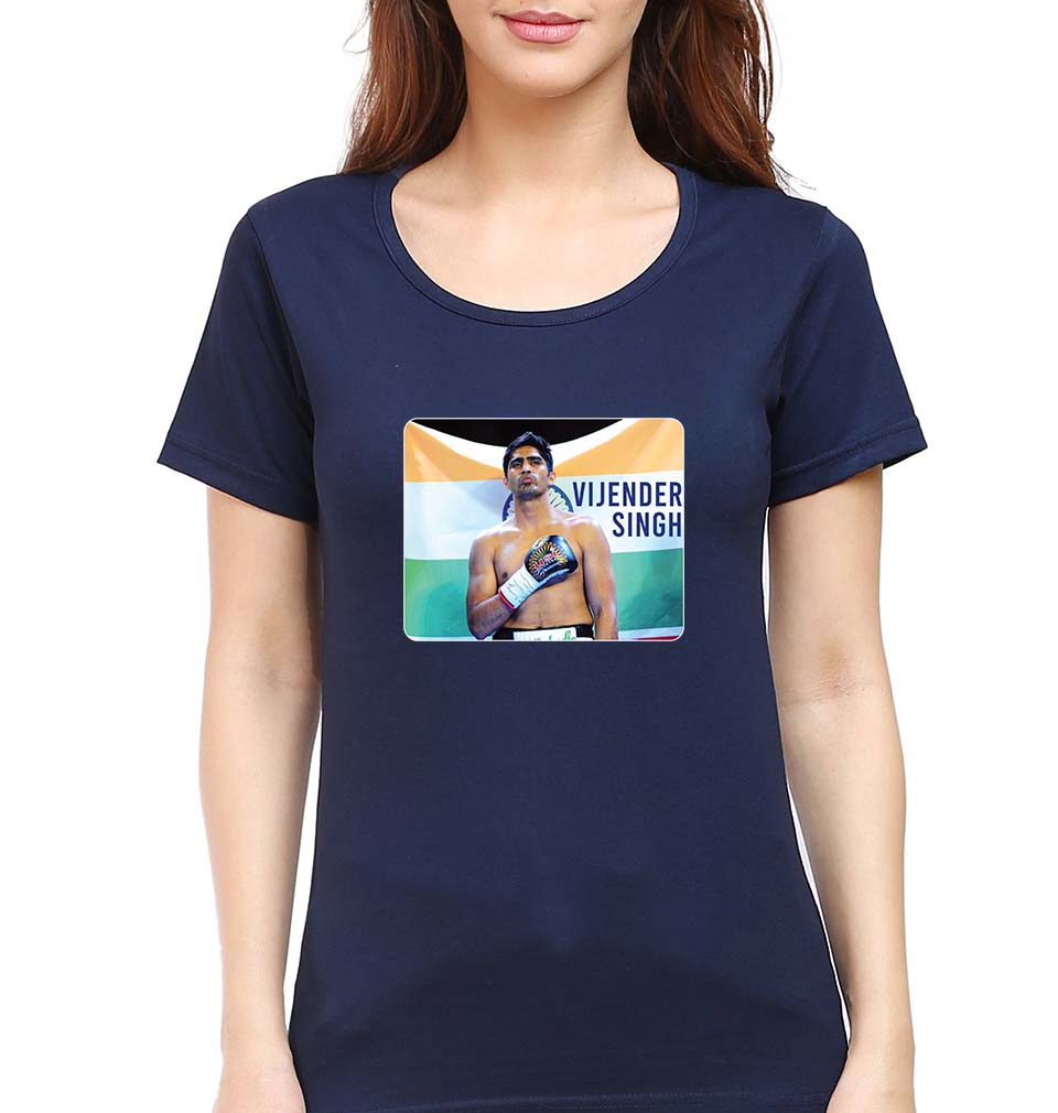 Vijender Singh T-Shirt for Women-Navy Blue-Ektarfa.online