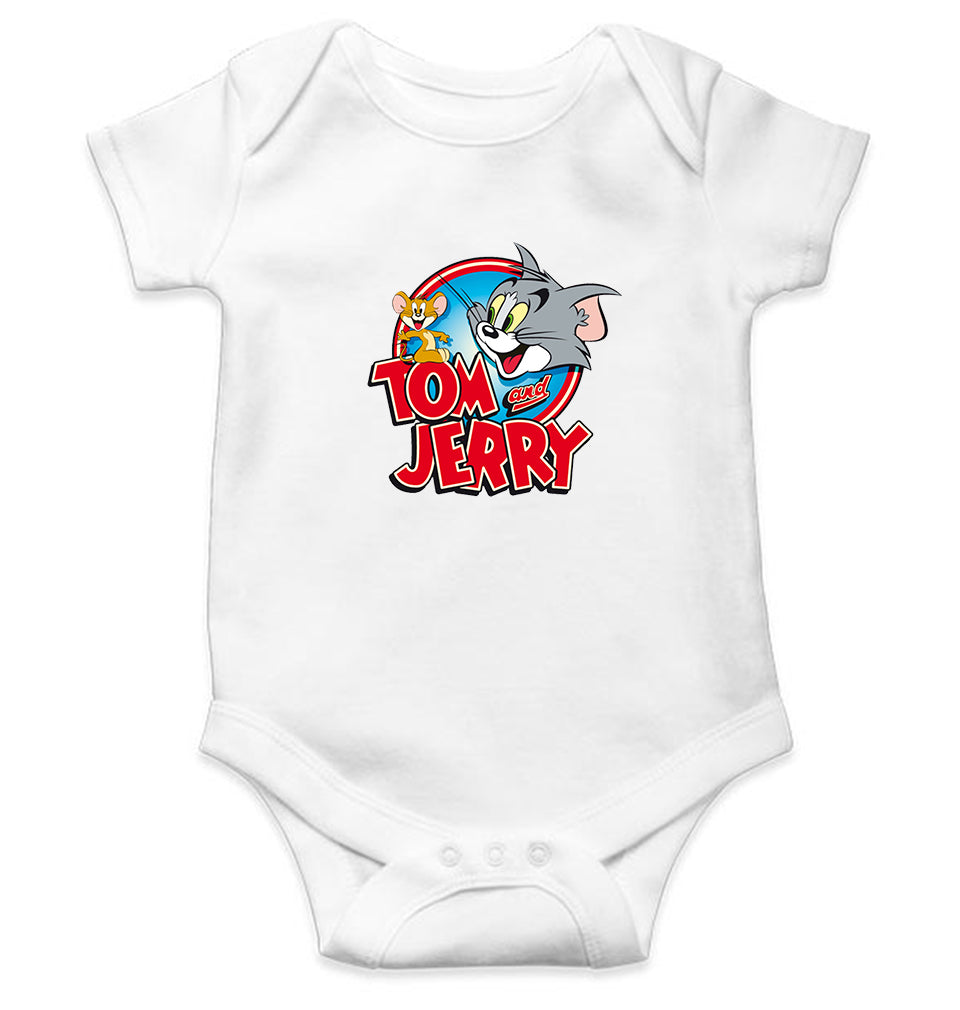 Tom & Jerry Kids Romper For Baby Boy/Girl-0-5 Months(18 Inches)-White-Ektarfa.online