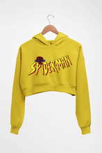 Load image into Gallery viewer, Spiderman Superhero Crop HOODIE FOR WOMEN-Mustard Yellow-Ektarfa.online
