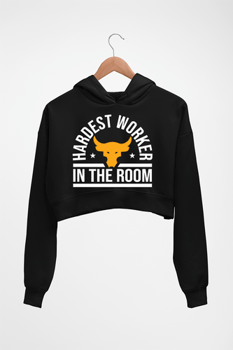 Hardest Worker In the Room Gym Crop HOODIE FOR WOMEN-Black-Ektarfa.online