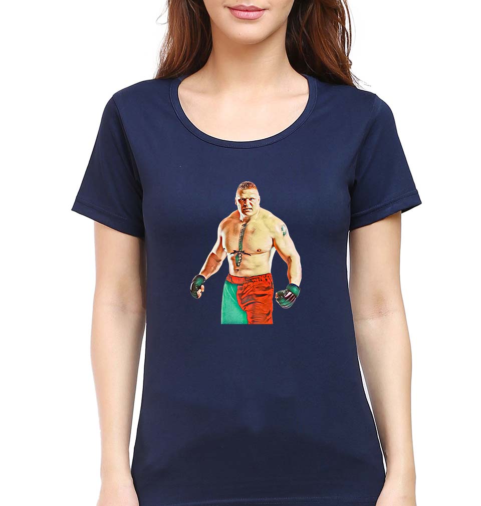 Brock Lesnar (WWE) T-Shirt for Women-Navy Blue-Ektarfa.online