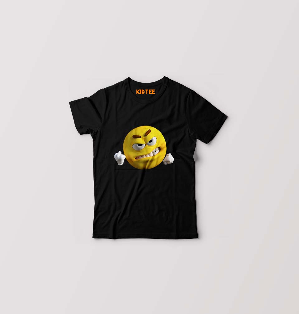 Angry Emoji Kids T-Shirt for Boy/Girl-Black-Ektarfa.online