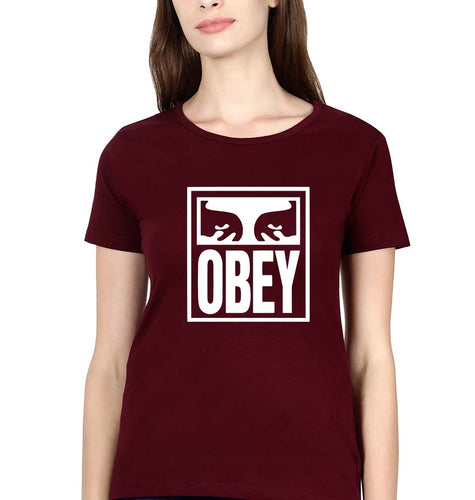 Obey T-Shirt for Women-Maroon-Ektarfa.online