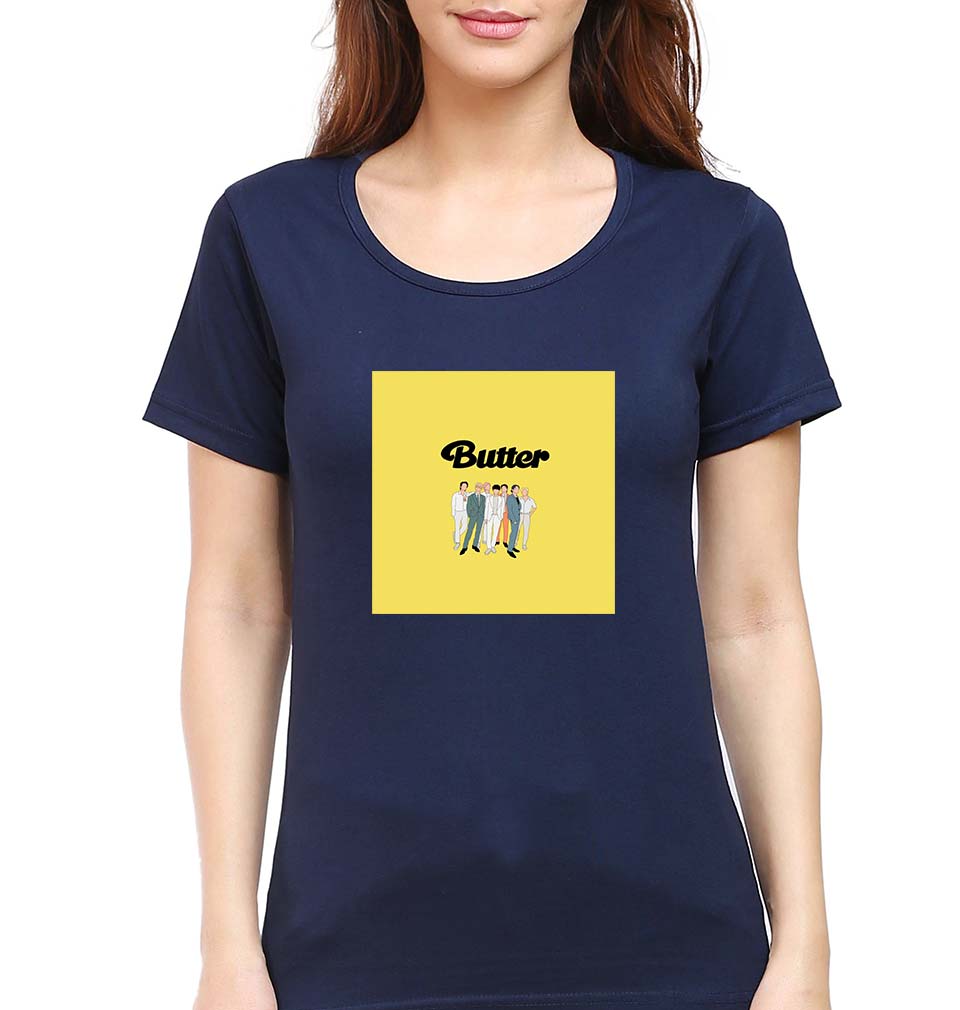 BTS Butter T-Shirt for Women-Navy Blue-Ektarfa.online
