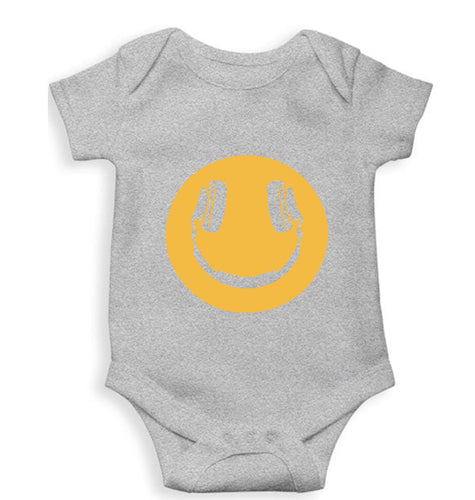 Emoji Headphone Music Kids Romper For Baby Boy/Girl-0-5 Months(18 Inches)-Grey-Ektarfa.online