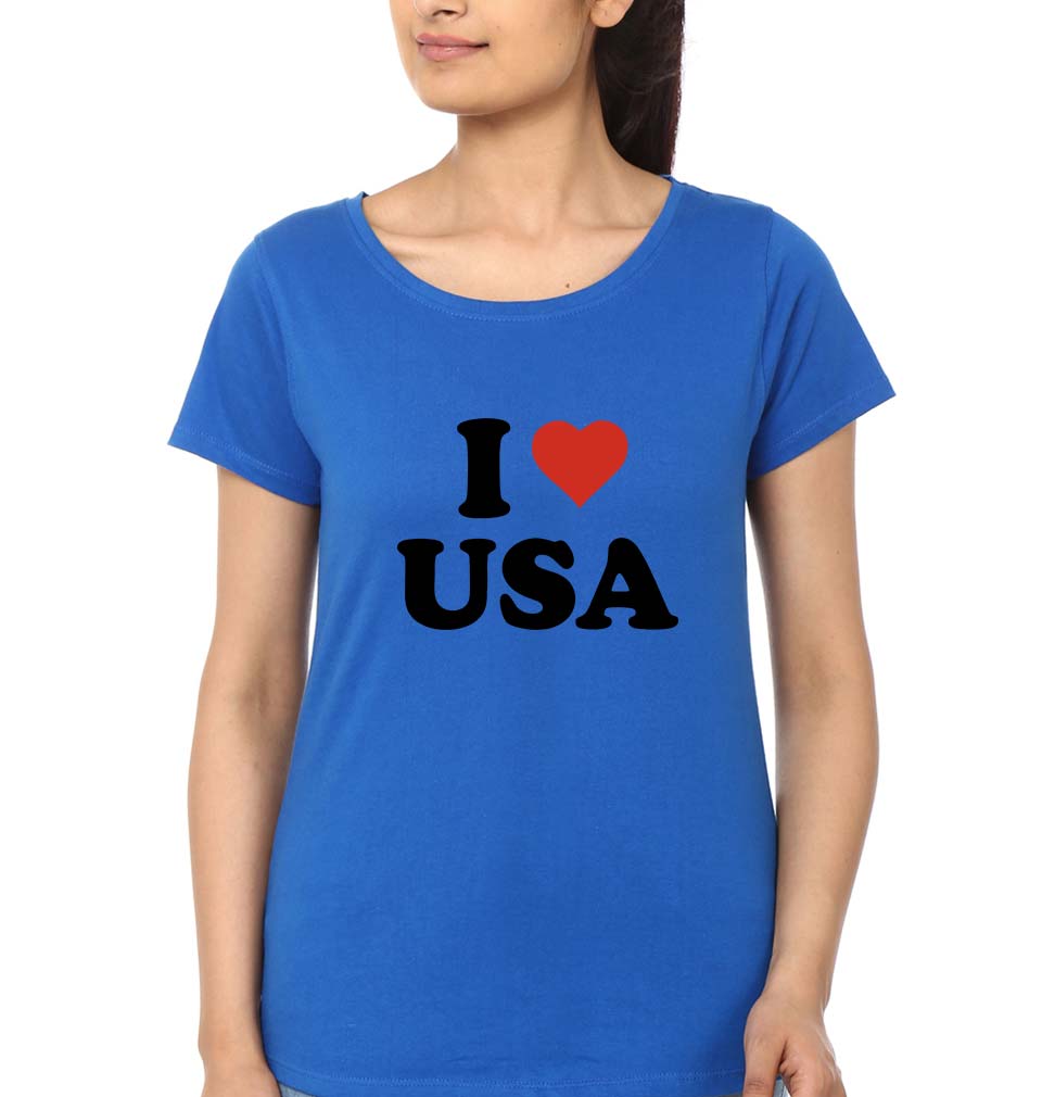 I Love USA T-Shirt for Women-Royal Blue-Ektarfa.online