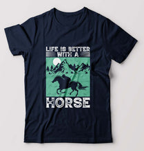 Load image into Gallery viewer, Horse Riding T-Shirt for Men-Navy Blue-Ektarfa.online

