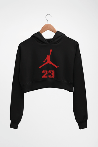 Michael Jordan Crop HOODIE FOR WOMEN-Black-Ektarfa.online