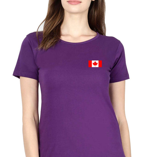 Canada Flag T-Shirt for Women-Purple-Ektarfa.online