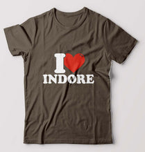 Load image into Gallery viewer, I Love Indore T-Shirt for Men-S(38 Inches)-Olive Green-Ektarfa.online
