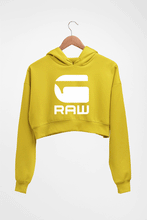 Load image into Gallery viewer, G Raw Crop HOODIE FOR WOMEN-Mustard Yellow-Ektarfa.online
