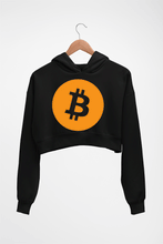 Load image into Gallery viewer, Cryptocurrency Bitcoin Crop HOODIE FOR WOMEN-Black-Ektarfa.online
