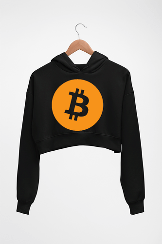 Cryptocurrency Bitcoin Crop HOODIE FOR WOMEN-Black-Ektarfa.online