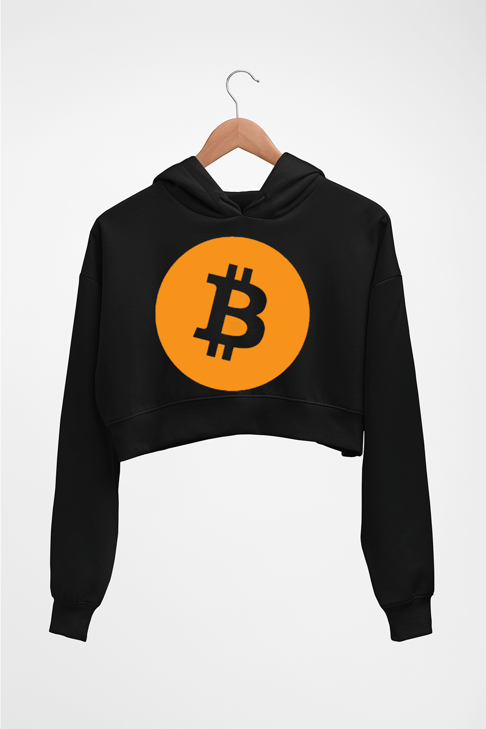 Cryptocurrency Bitcoin Crop HOODIE FOR WOMEN-Black-Ektarfa.online