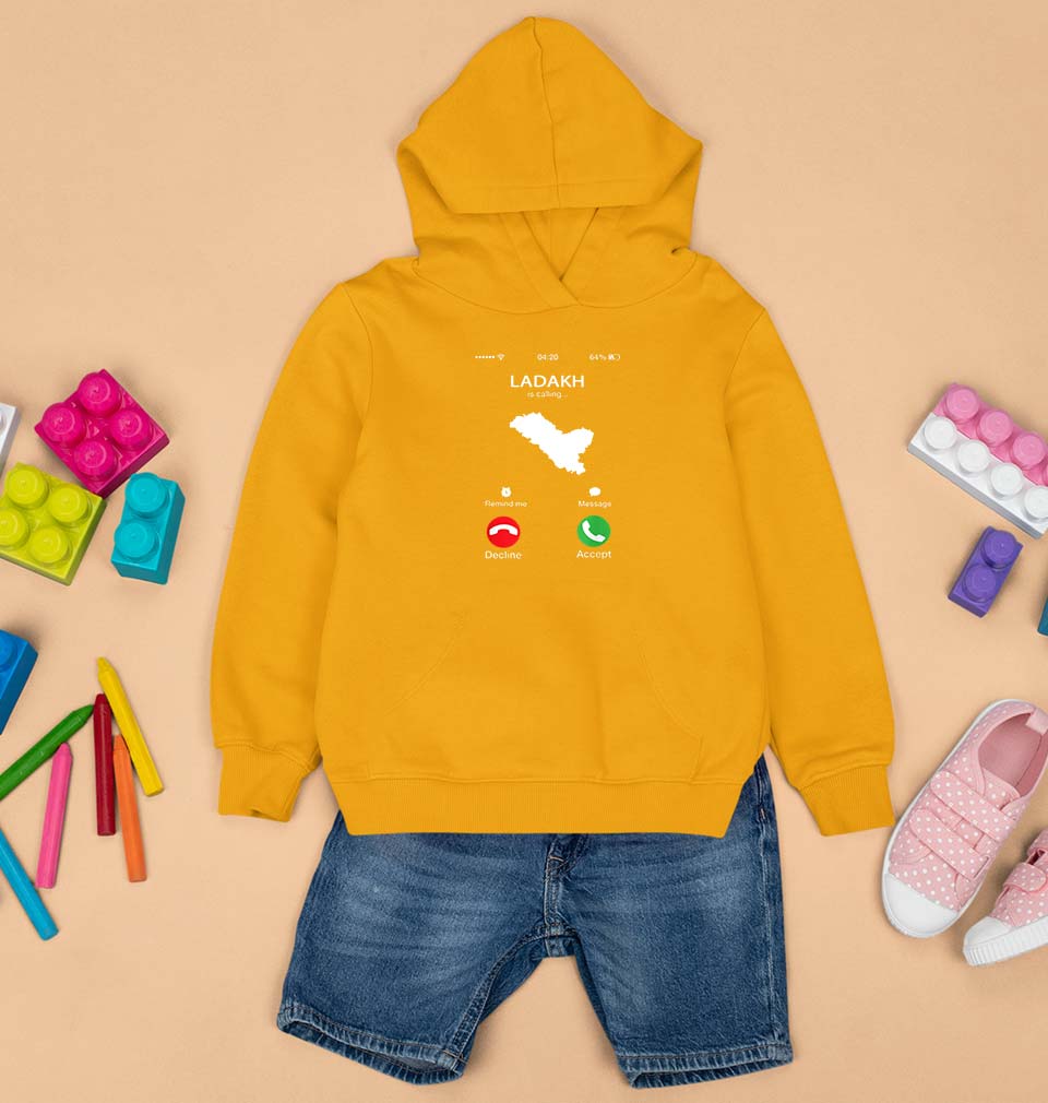 Ladakh Calling Kids Hoodie for Boy/Girl-Mustard Yellow-Ektarfa.online