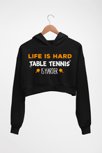 Load image into Gallery viewer, Table Tennis (TT) Crop HOODIE FOR WOMEN-Black-Ektarfa.online
